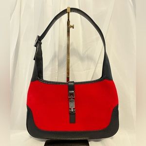 Gucci Jackie Vintage Shoulder Bag Red Felt